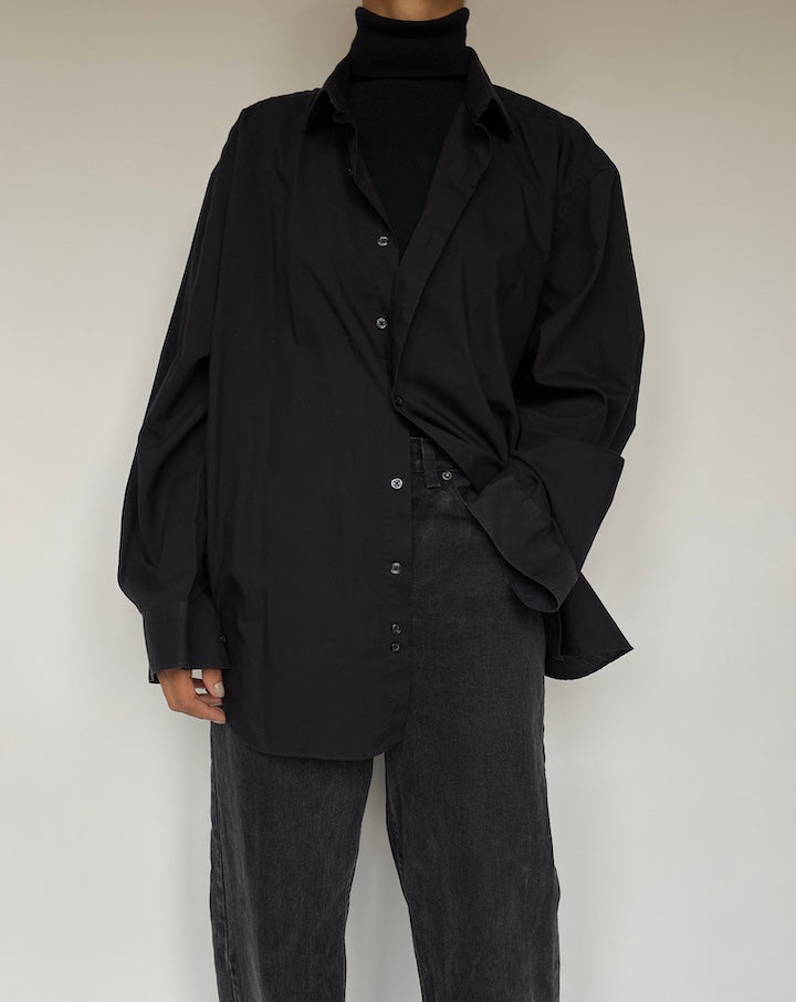 VINTAGE OVERSIZED BLACK BUTTON DOWN SHIRT 1959