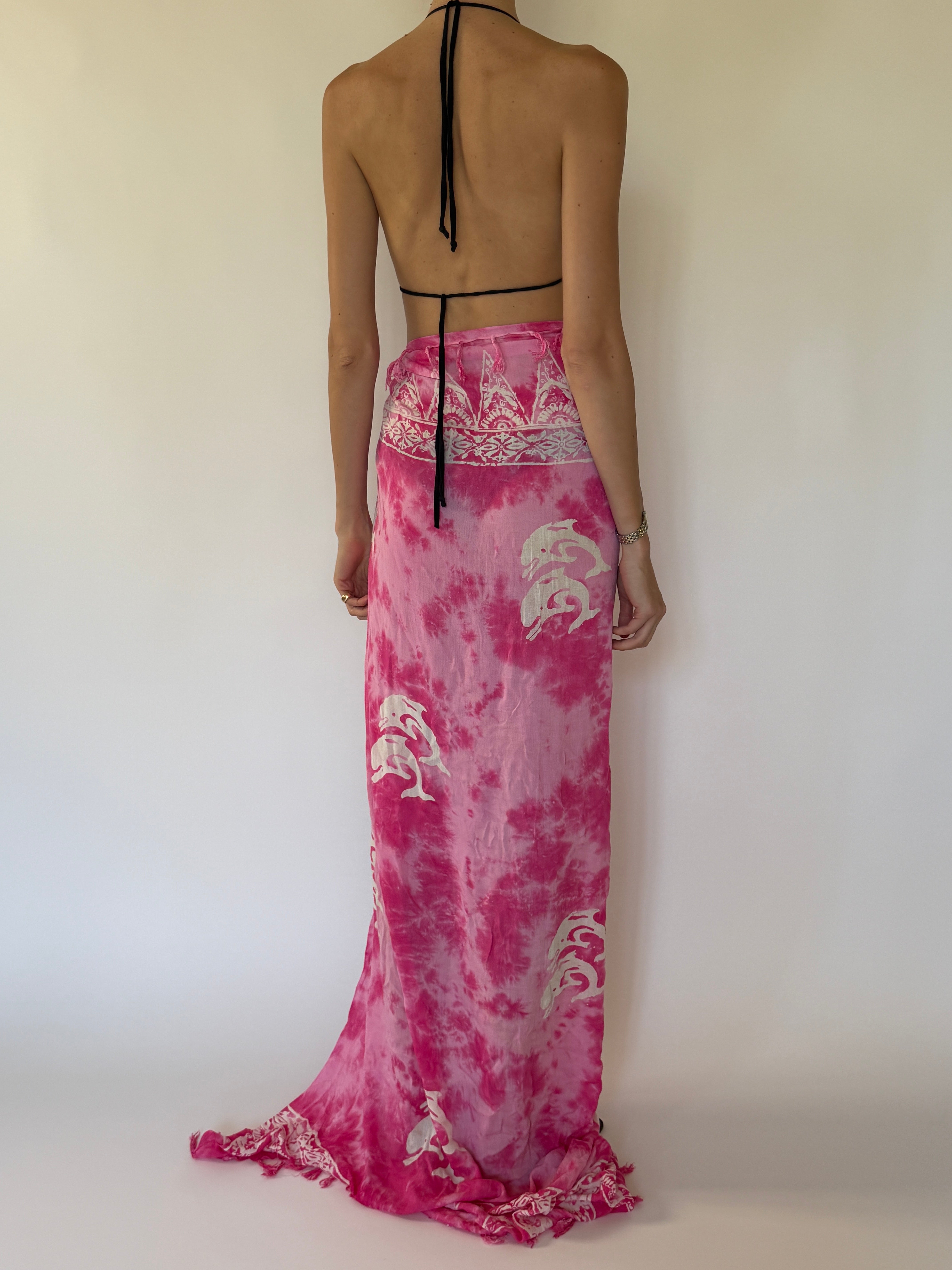 Vintage pink tie-dye swim cover up back view