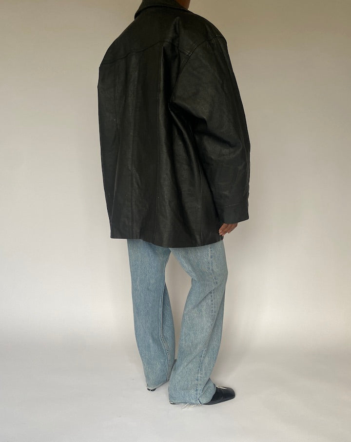VINTAGE BLACK LEATHER JACKET 4862