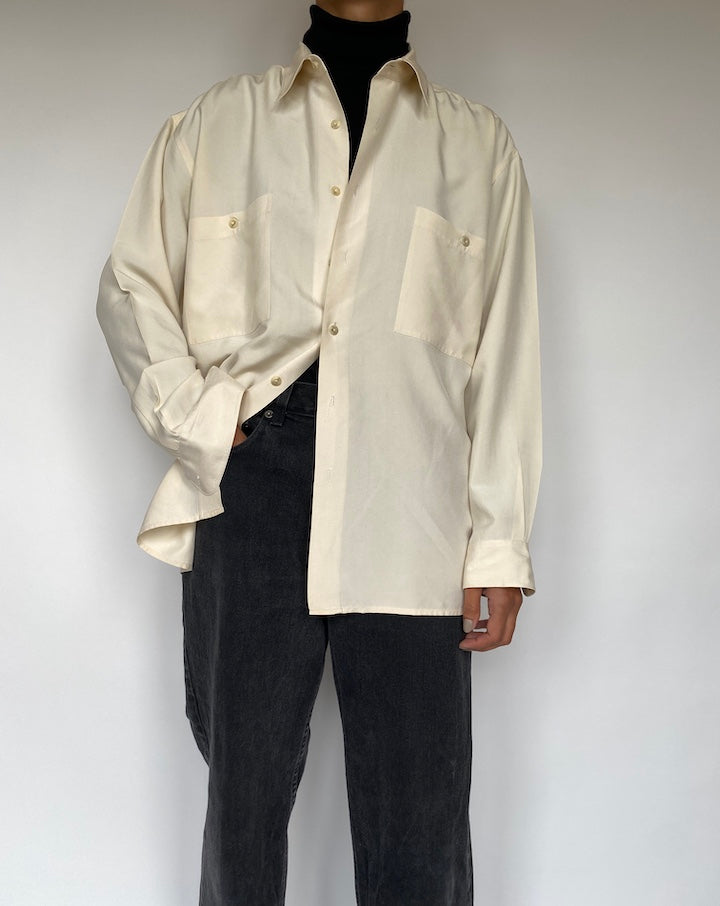 VINTAGE CREAM SILK BLOUSE 1960