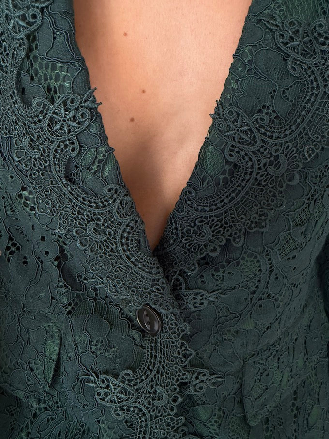 Vintage Fitted Lace Blazer Green