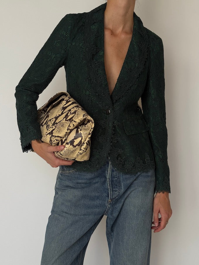 Vintage Fitted Lace Blazer Green