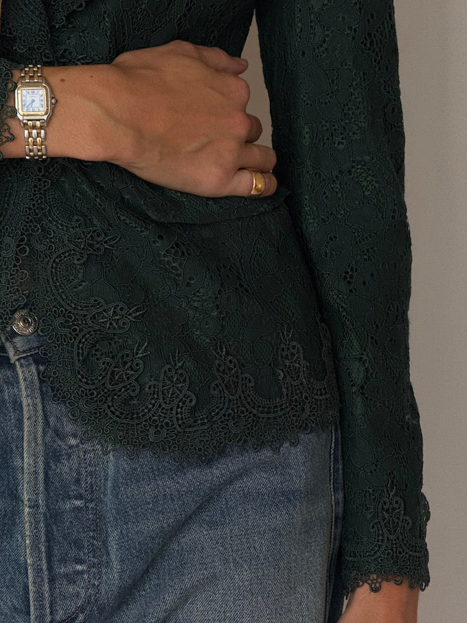 Vintage Fitted Lace Blazer Green