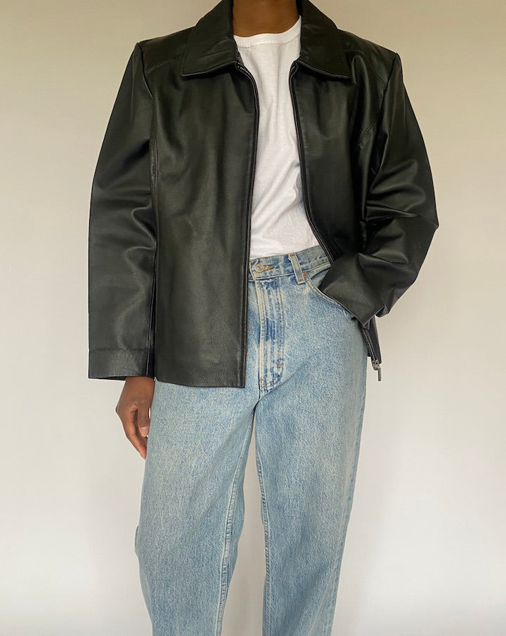 VINTAGE BLACK LEATHER JACKET 4868