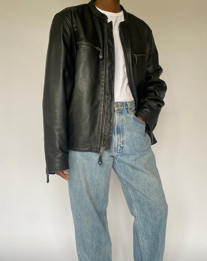 VINTAGE BLACK LEATHER JACKET 4867