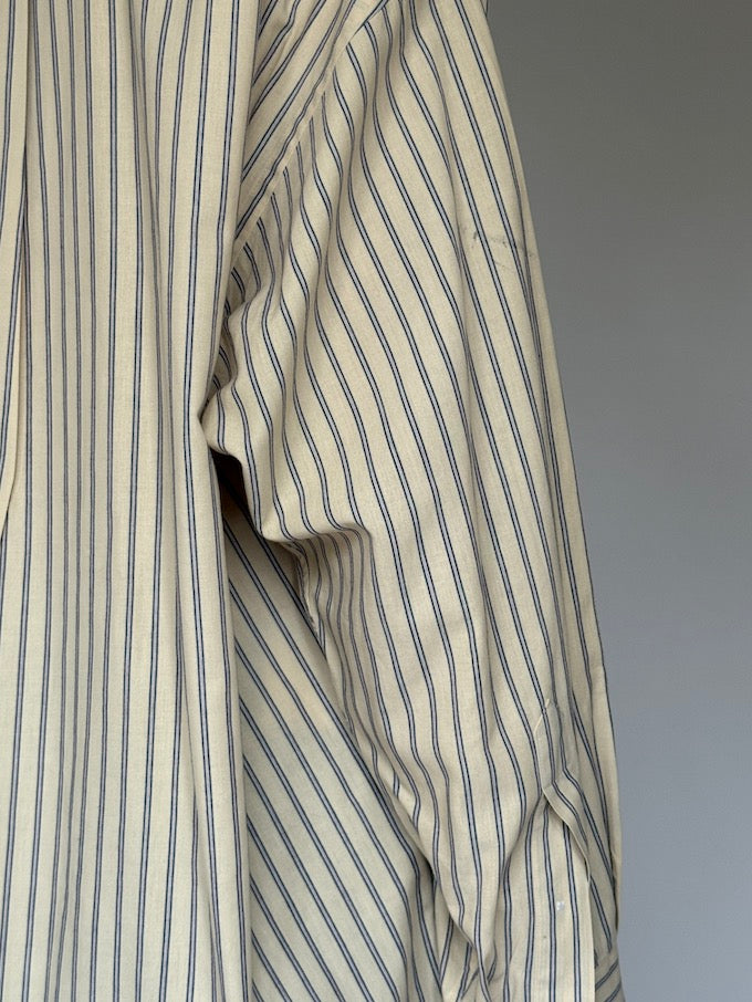 Vintage Striped Button-Down Shirt Cream & Navy 6506