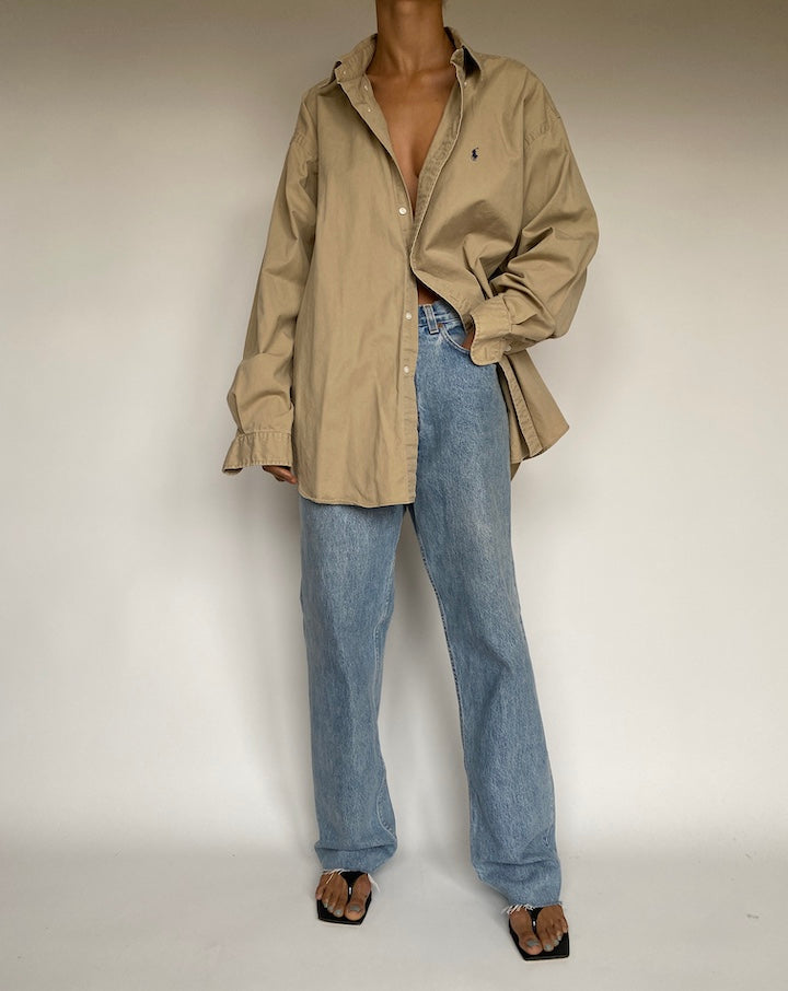 VINTAGE BEIGE RALPH LAUREN SHIRT 2646