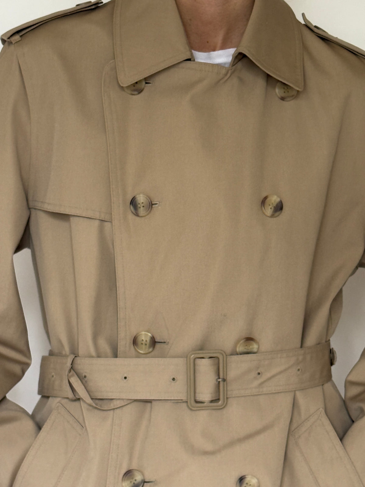 Vintage Classic Belted Trench Coat Tan 8090