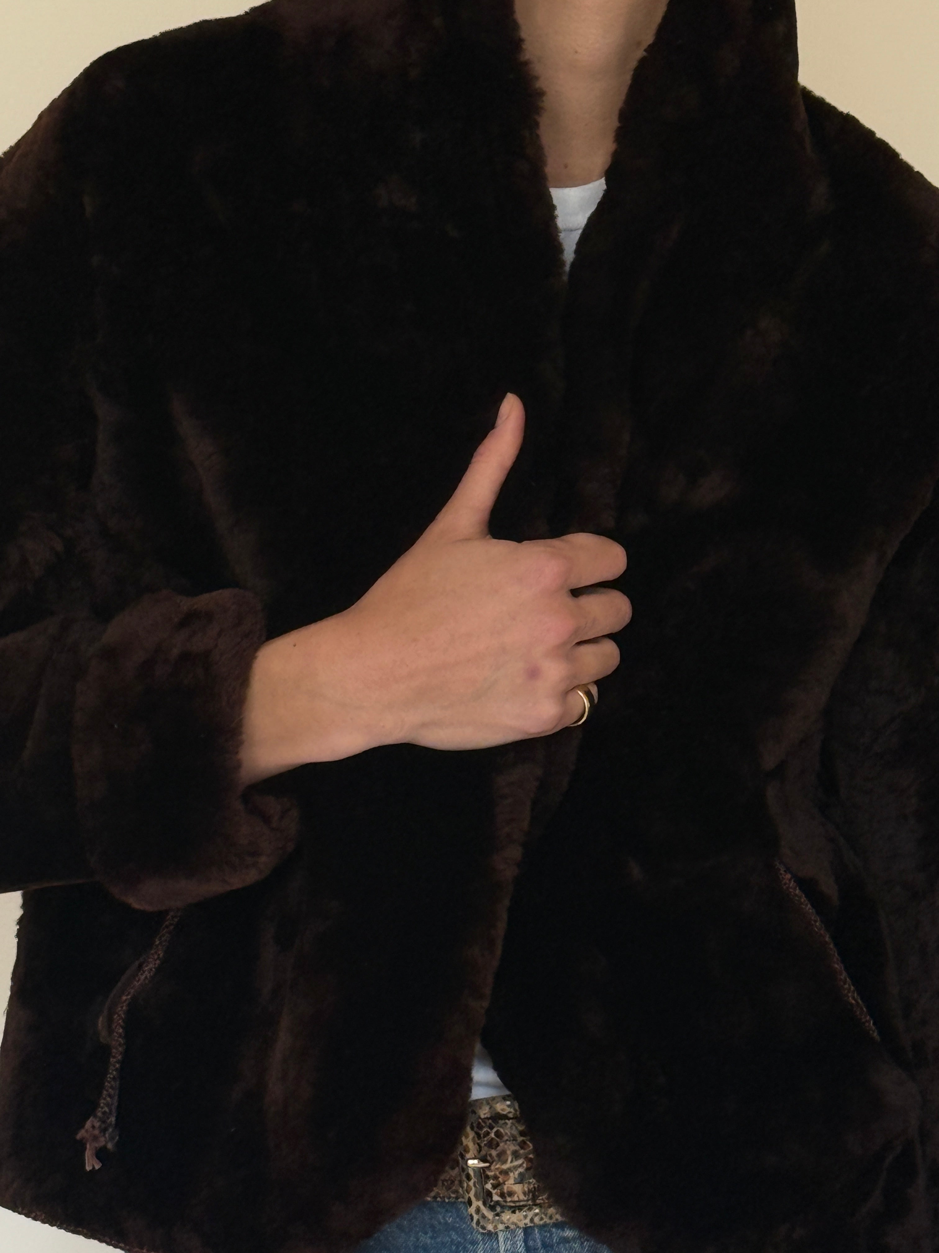Vintage faux fur jacket front view