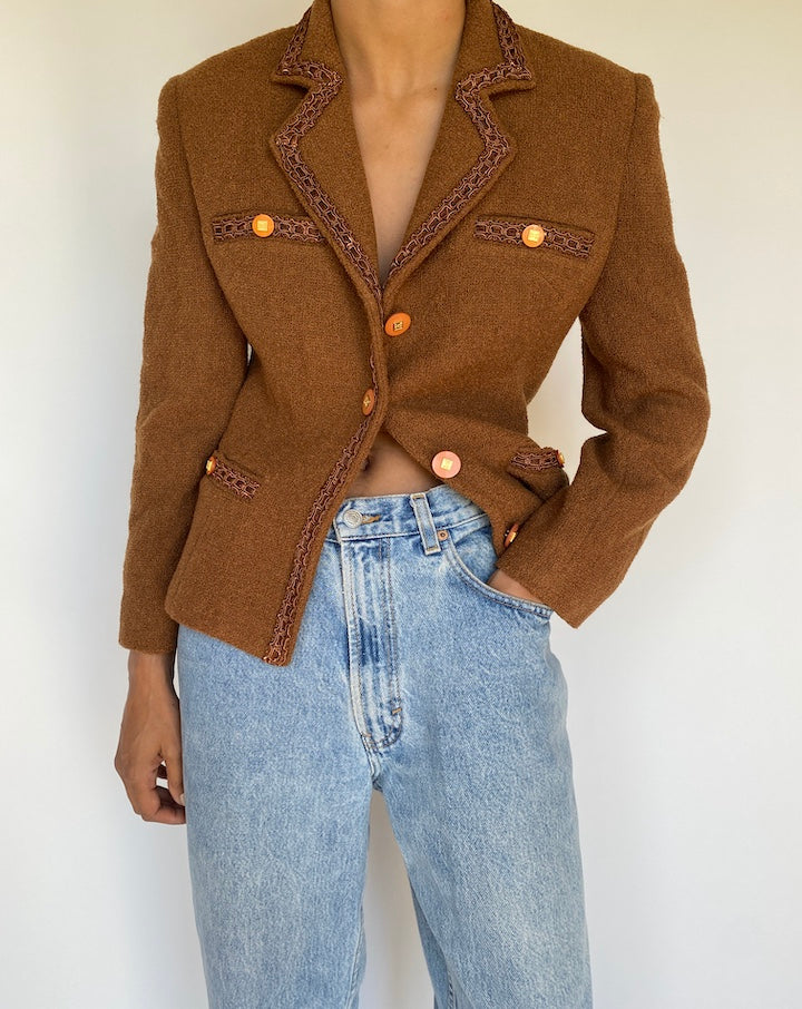 VINTAGE BROWN TWEED BLAZER 3156