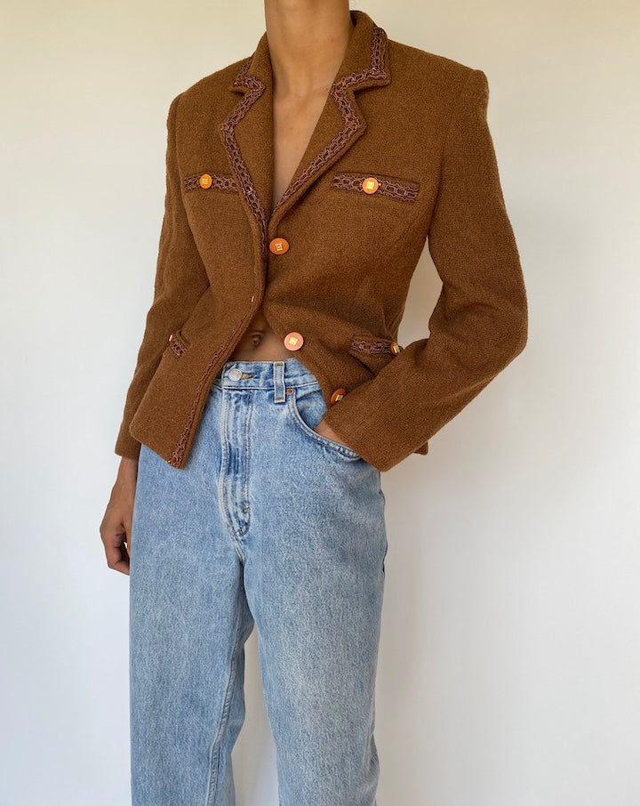 VINTAGE BROWN TWEED BLAZER 3156