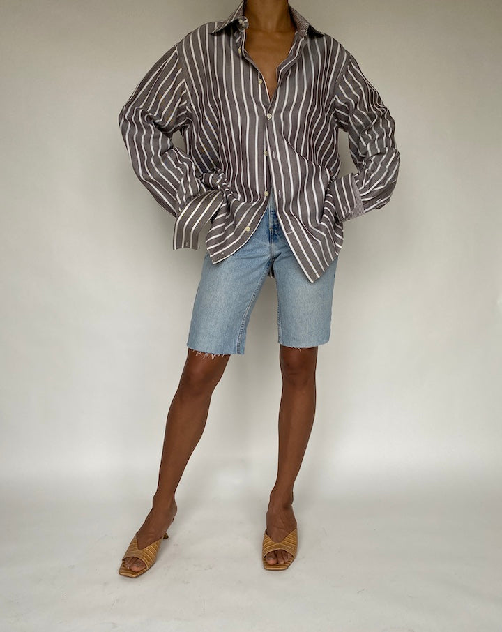 VINTAGE BROWN STRIPED SHIRT 781