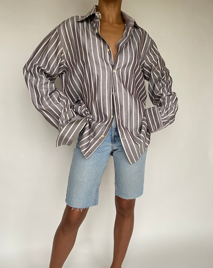 VINTAGE BROWN STRIPED SHIRT 781