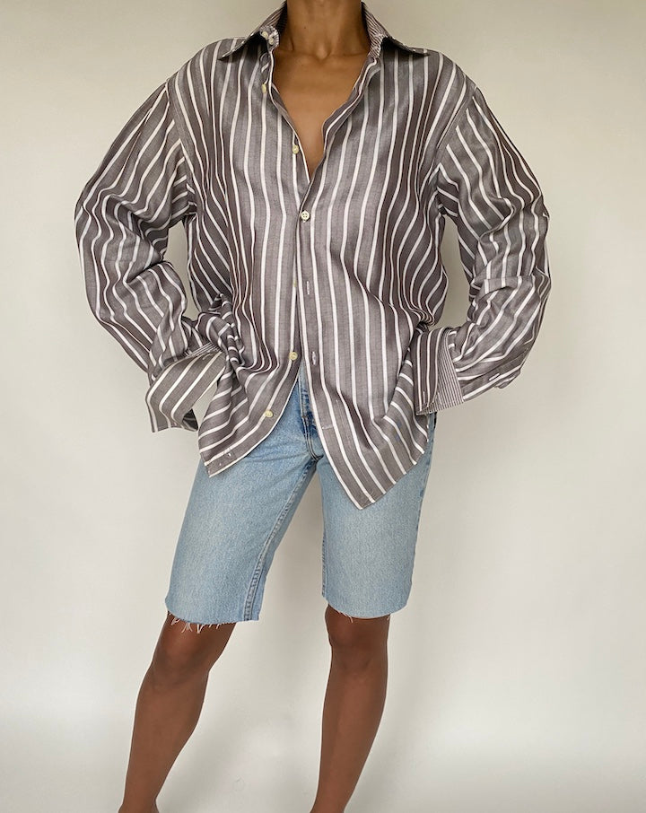 VINTAGE BROWN STRIPED SHIRT 781