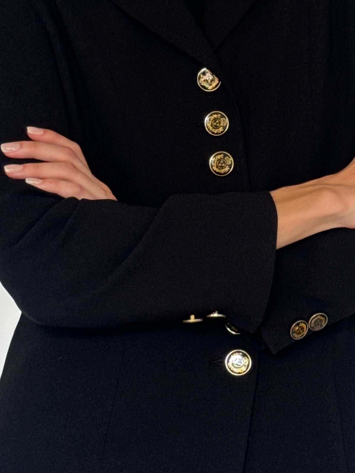 Vintage Classic Gold Button Blazer Black 7816