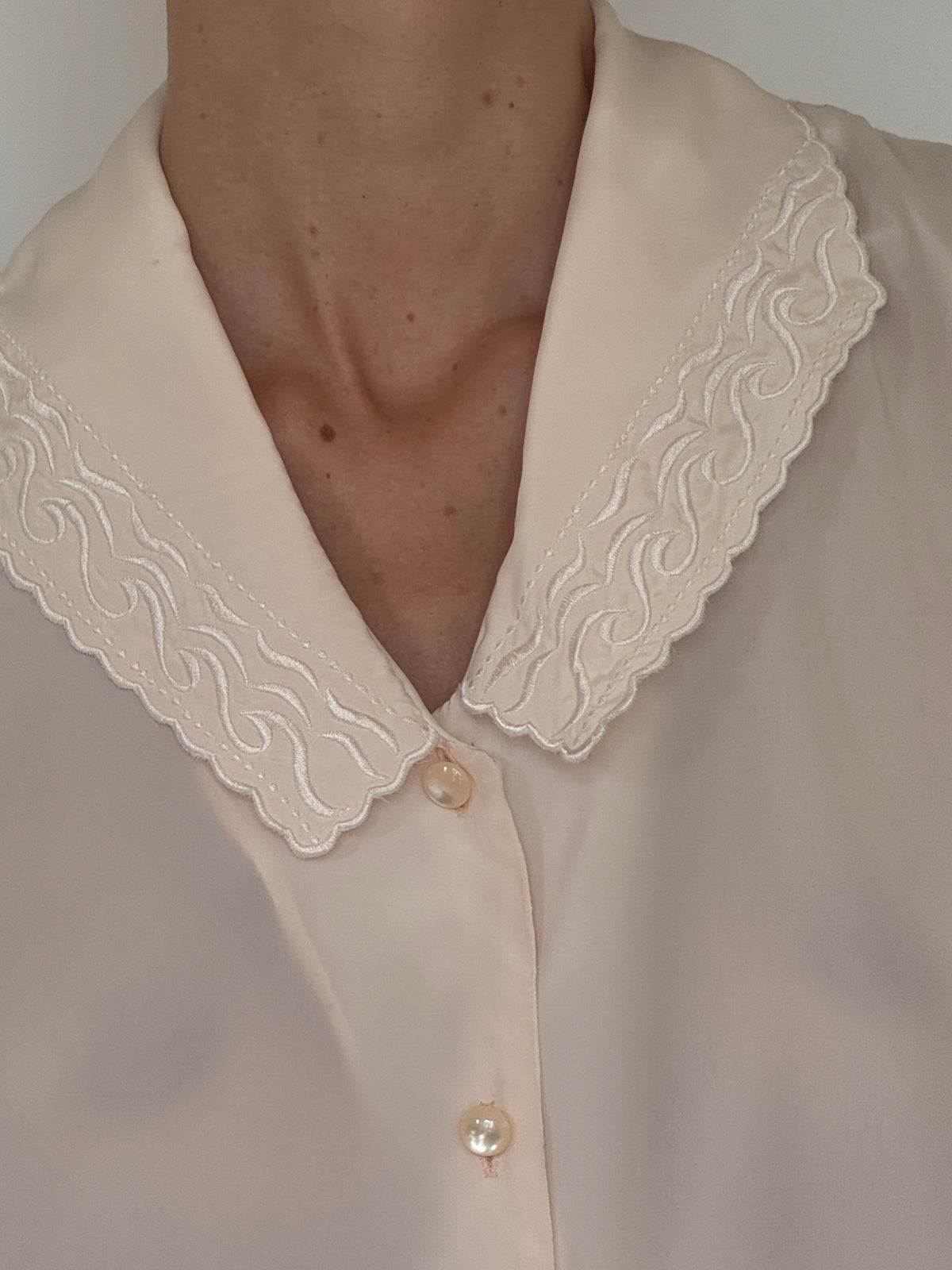 Vintage Western Embroidered Collar Shirt Ivory 8045