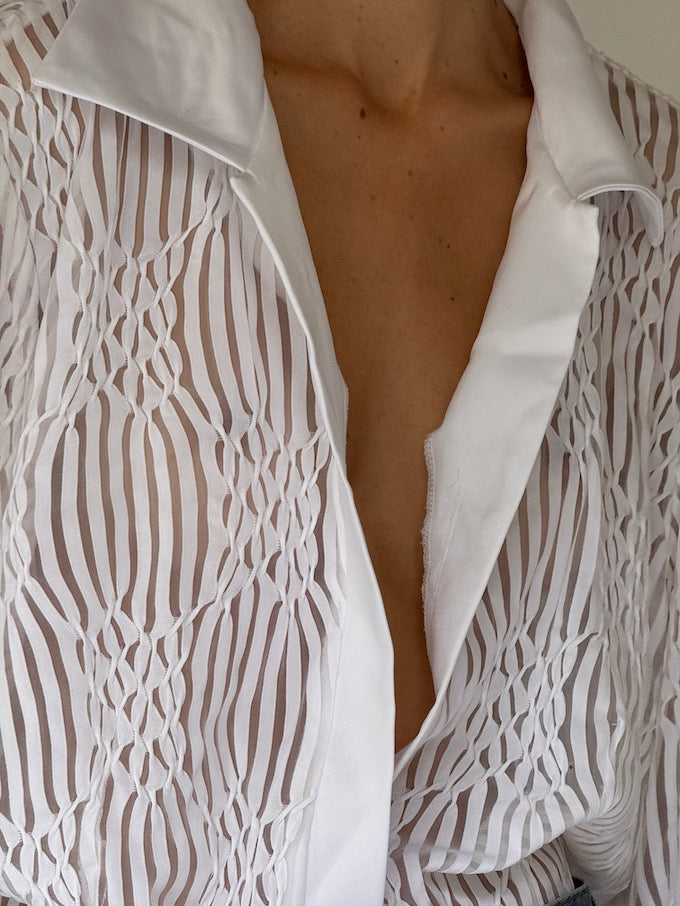 Vintage Textured Sheer Shirt 6486