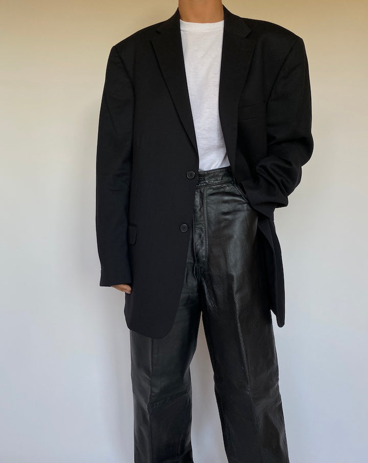 VINTAGE BLACK SINGLE BREASTED WOOL BLAZER 2655