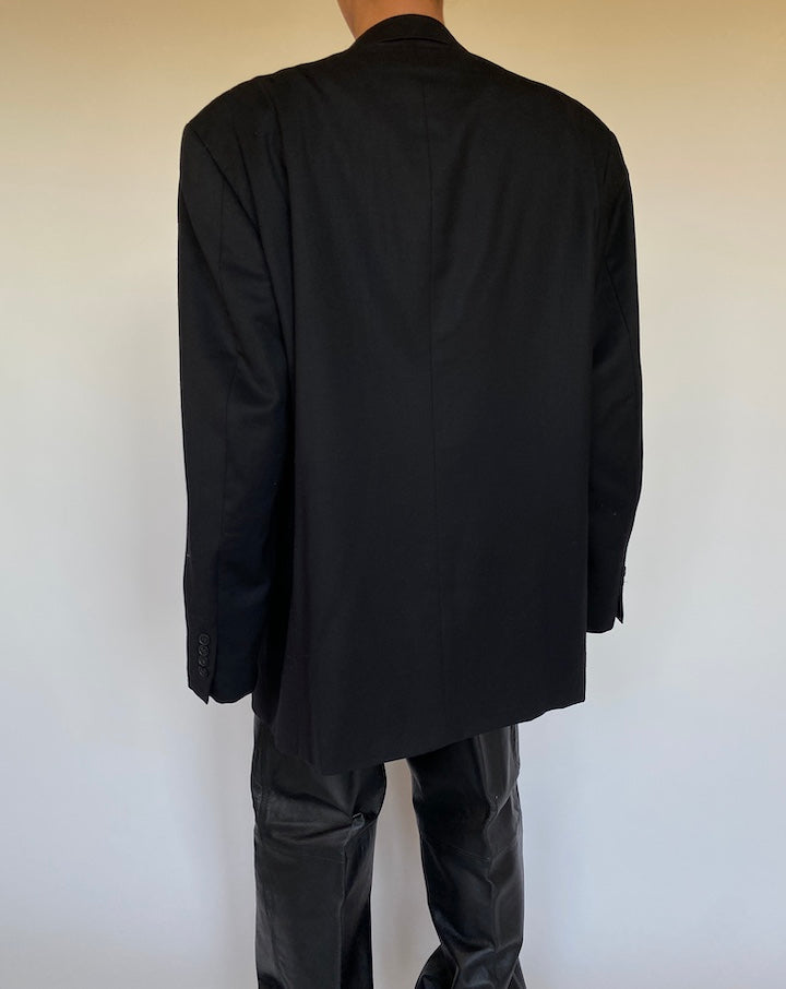VINTAGE BLACK SINGLE BREASTED WOOL BLAZER 2655
