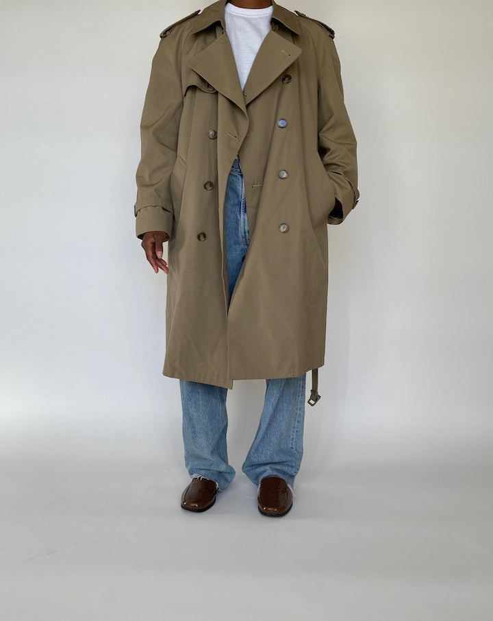 VINTAGE OVERSIZED BEIGE TRENCH COAT 1965