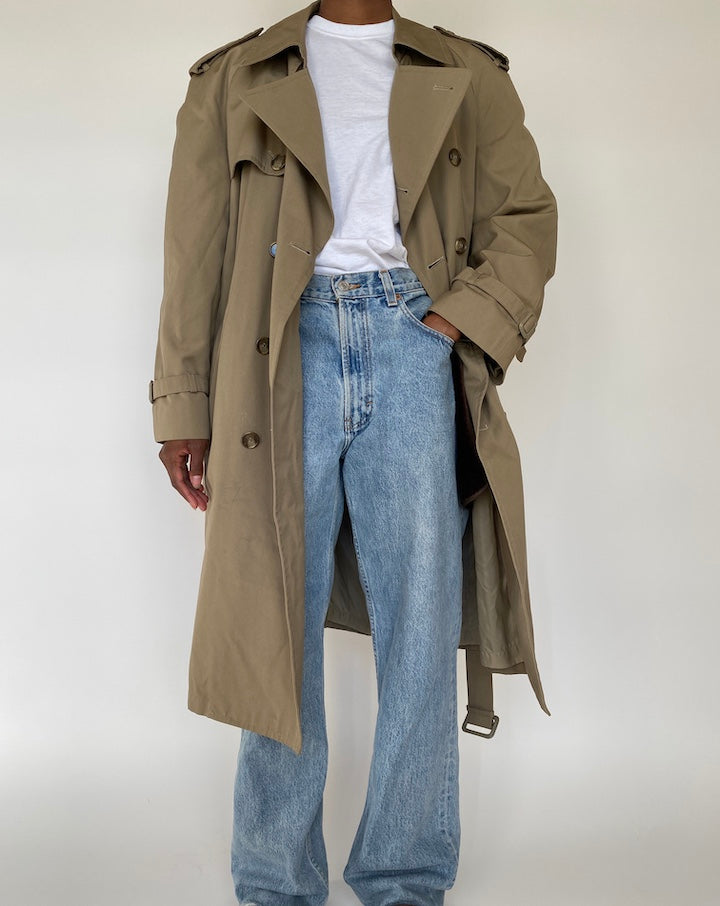 VINTAGE OVERSIZED BEIGE TRENCH COAT 1965