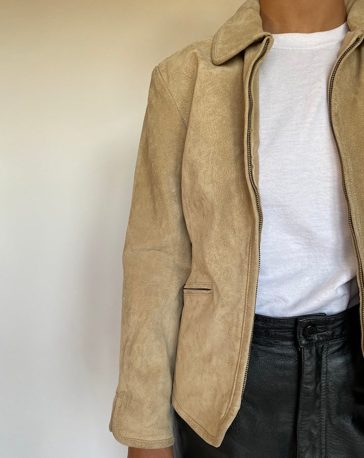 VINTAGE BEIGE SUEDE LEATHER JACKET 2657