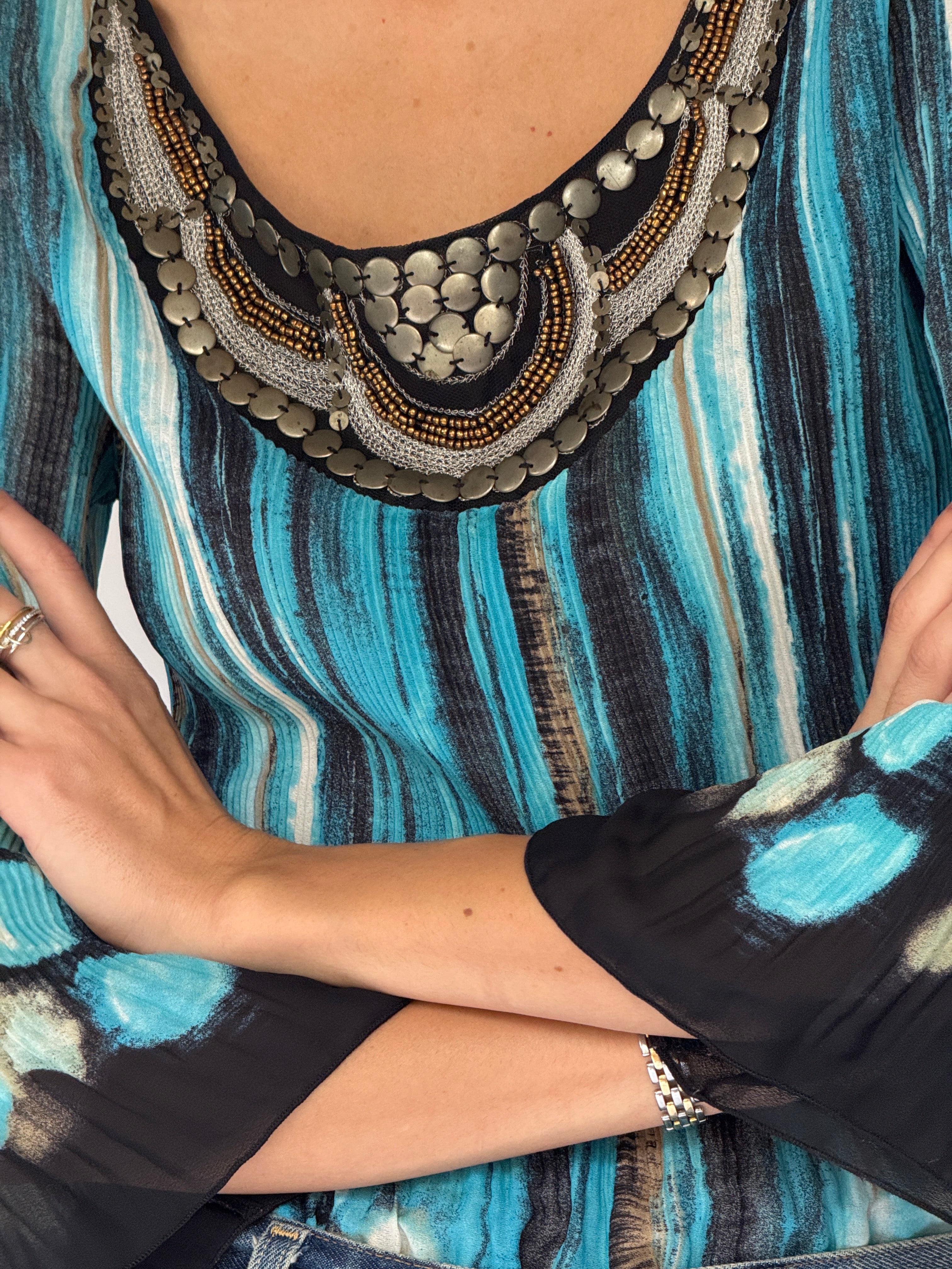 Vintage Printed Scoop-Neck Top 6549