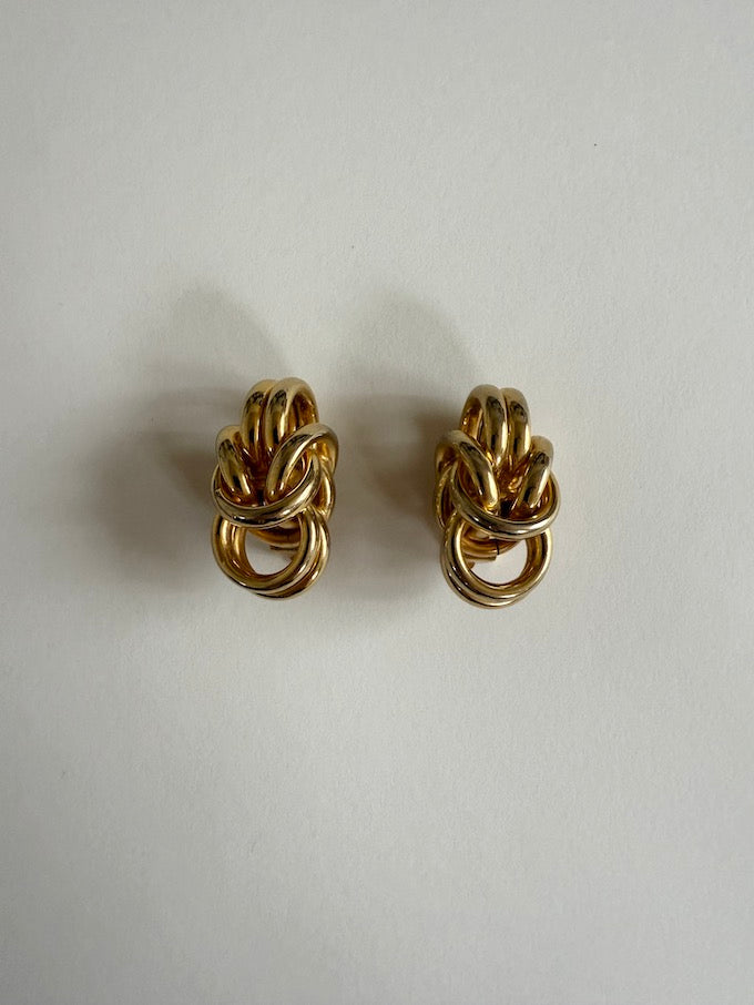 Vintage Gold Knot Clip-On Earrings