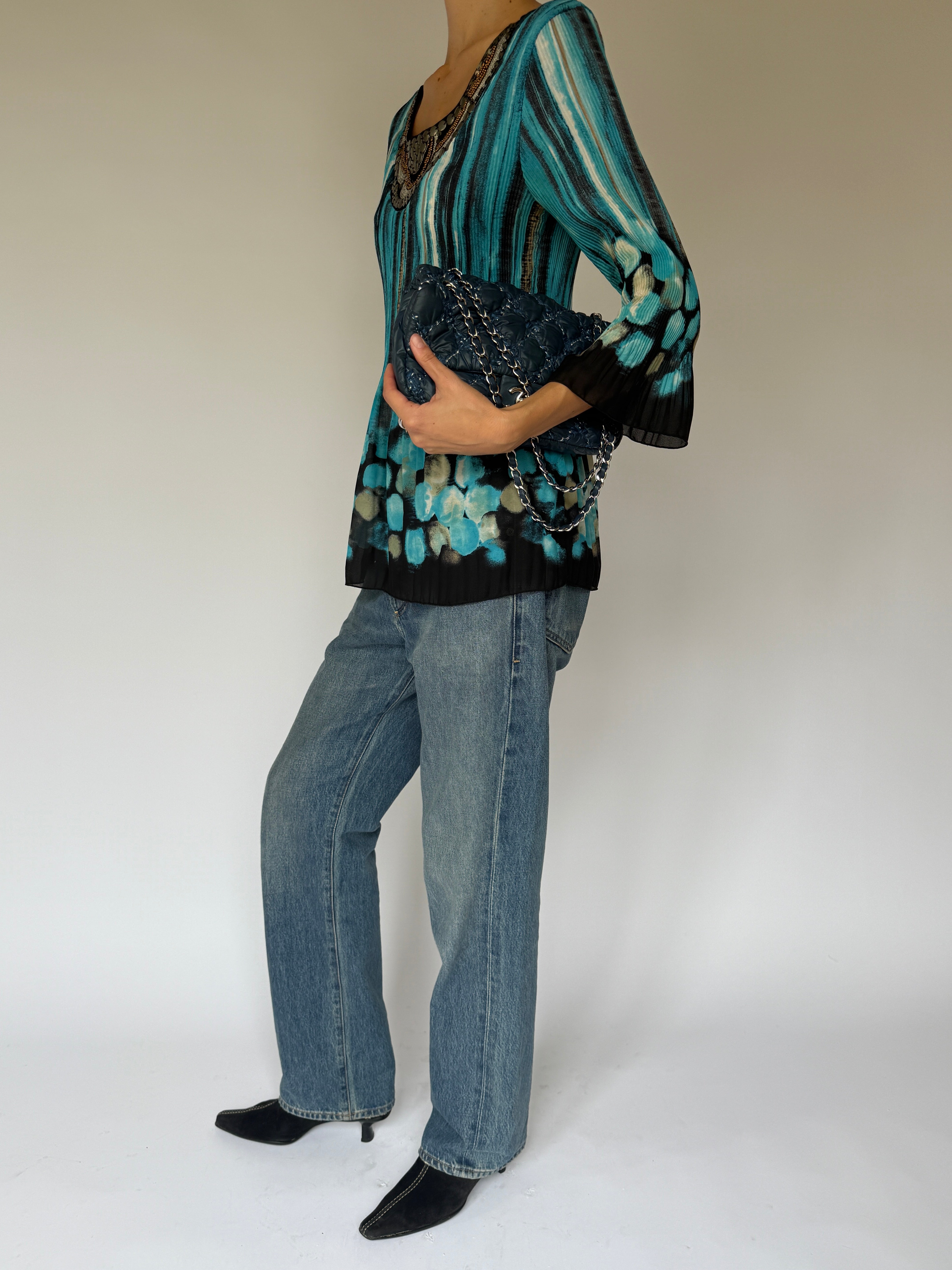 Vintage Printed Scoop-Neck Top 6549