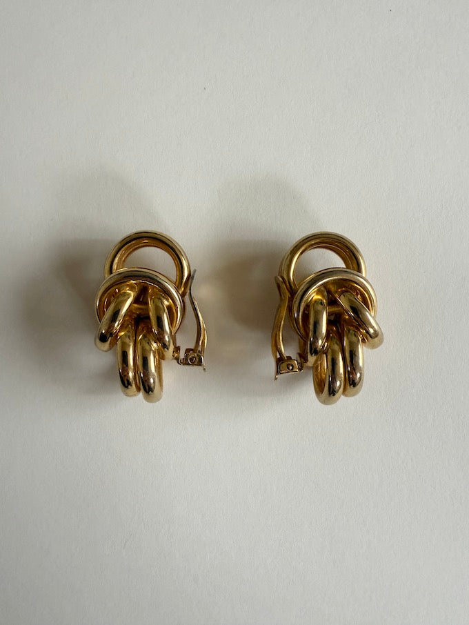 Vintage Gold Knot Clip-On Earrings