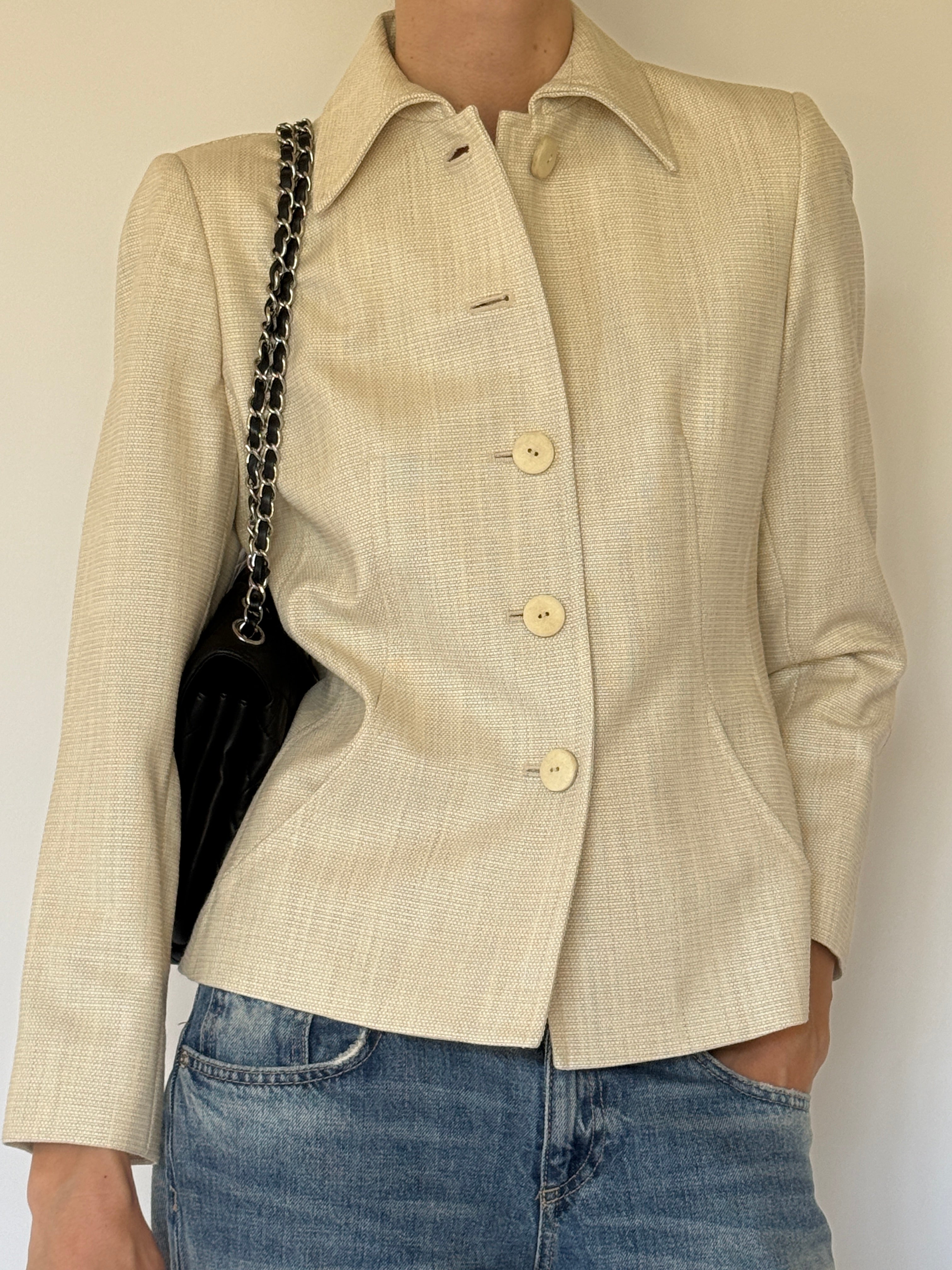 Vintage cream structured jacket front view