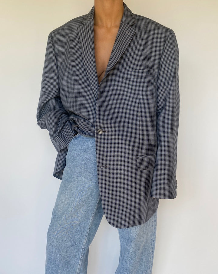VINTAGE GRAY CHECKED OVERSIZED MICHEL KORS BLAZER 3167