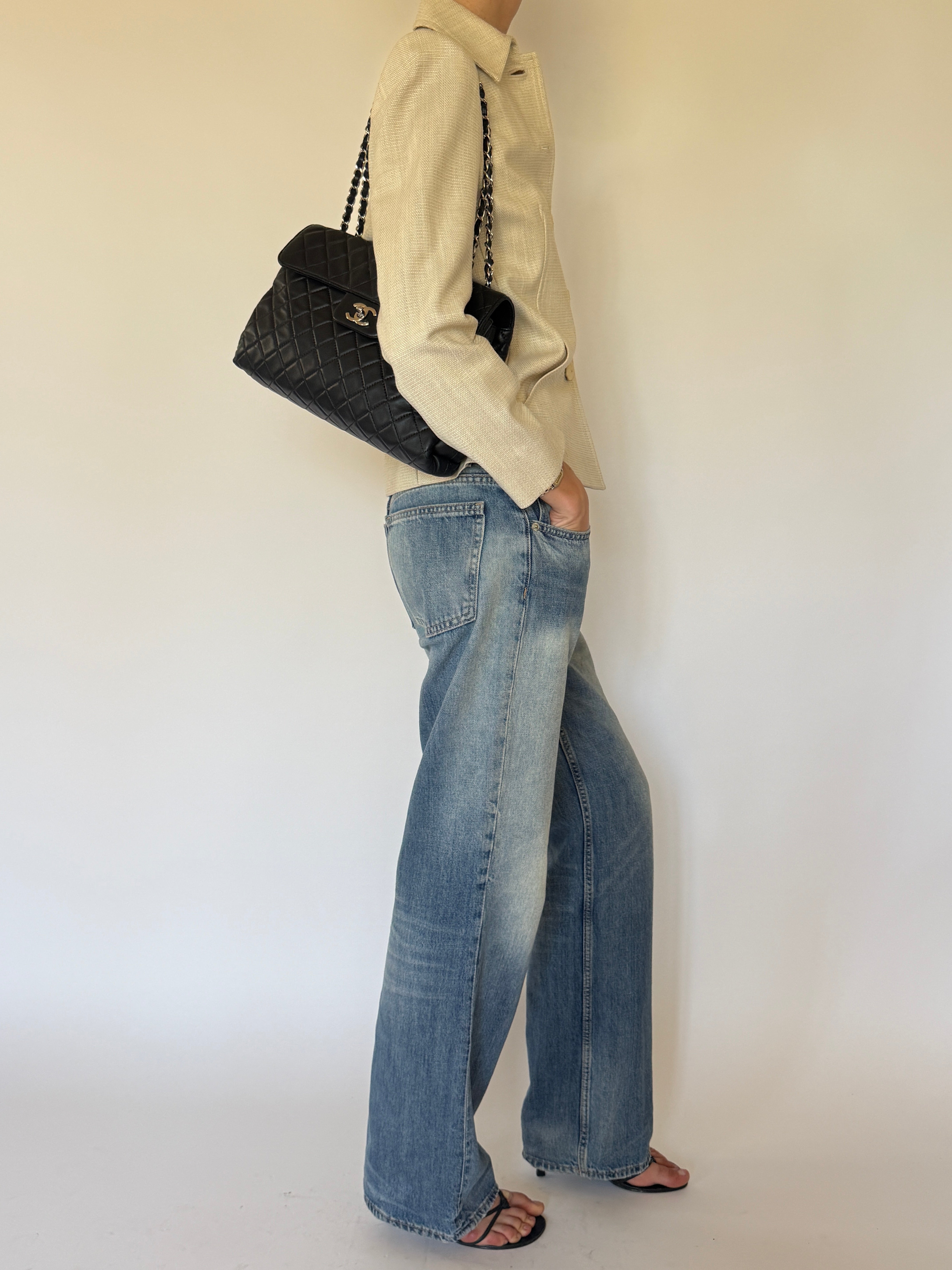 Vintage cream structured jacket side view