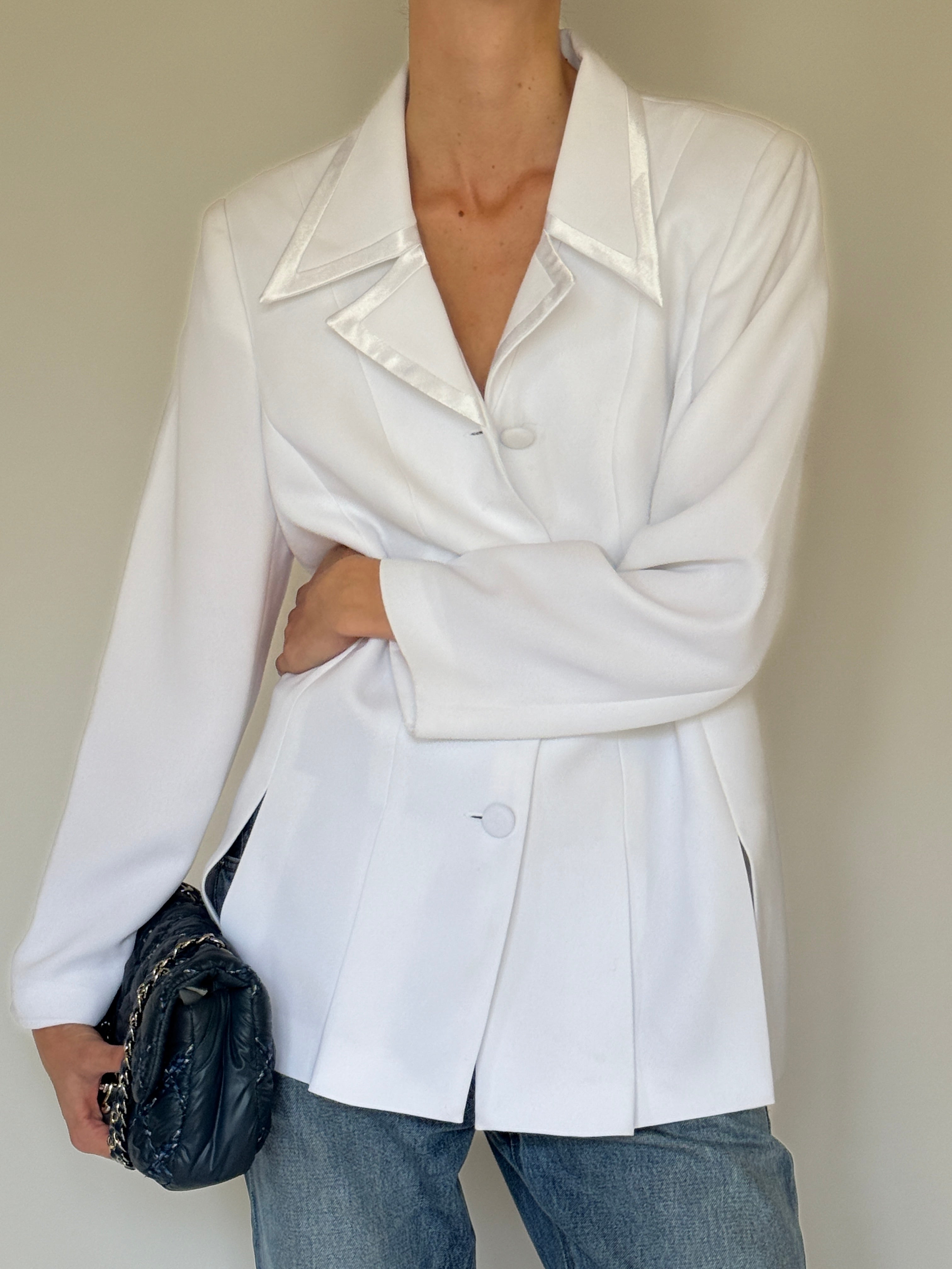 Vintage white blazer angled front view
