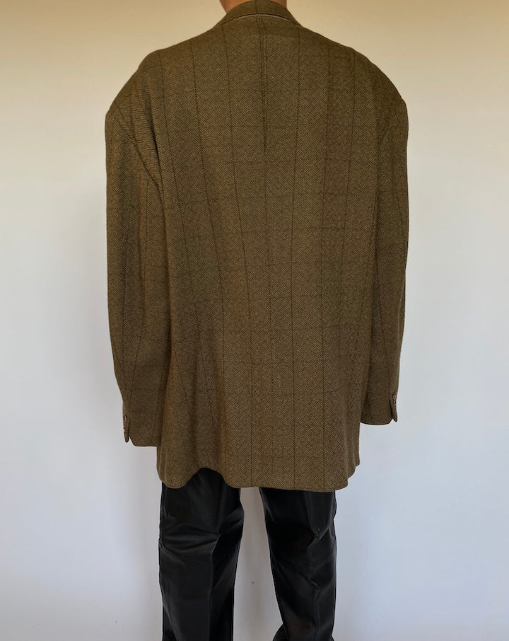 VINTAGE OVERSIZED BEIGE CHECKED BLAZER 1949