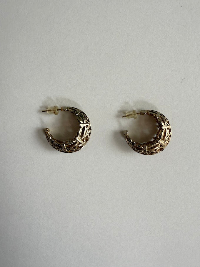 Vintage textured gold hoops
