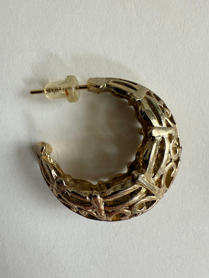 Vintage textured gold hoops