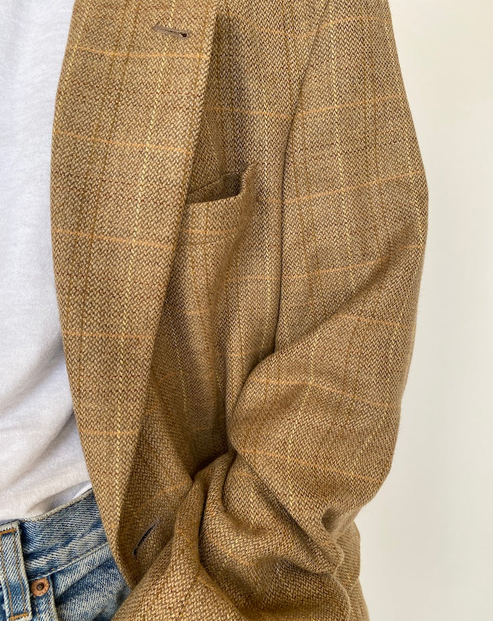 VINTAGE CHECKED BEIGE BLAZER 1970