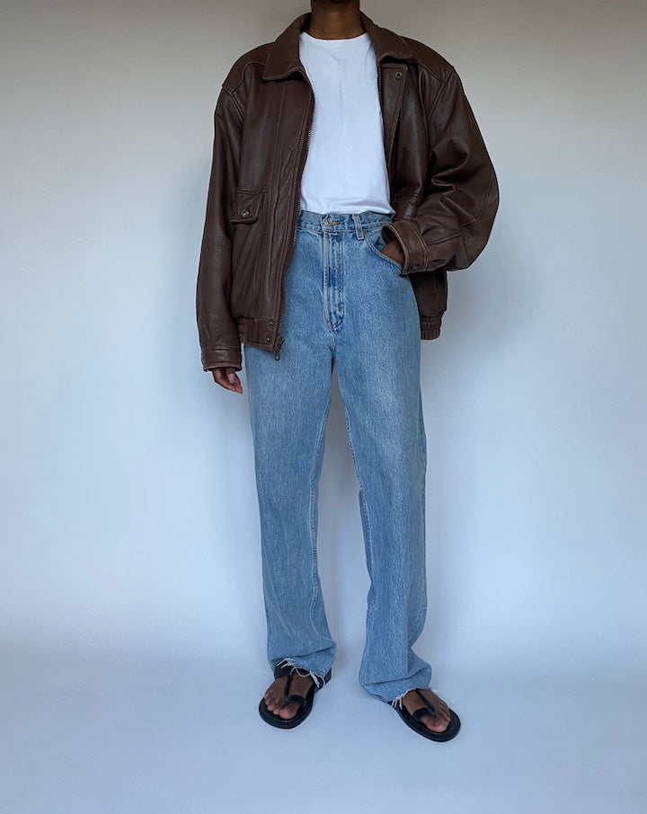 VINTAGE BROWN LEATHER BOMBER JACKET 3594