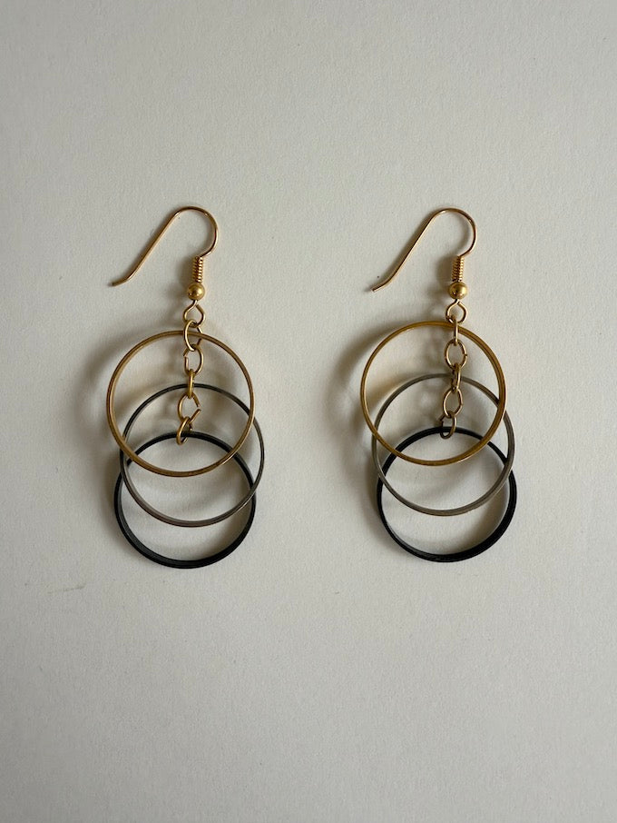 Vintage Dangle Triple-Hoop Earrings