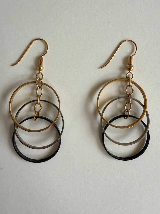 Vintage Dangle Triple-Hoop Earrings