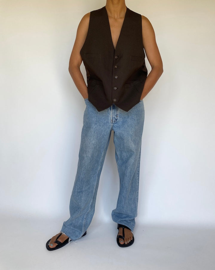 VINTAGE BROWN PINSTRIPED VEST 3170