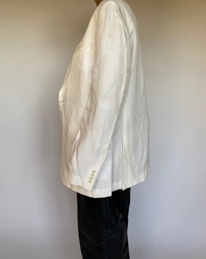 VINTAGE OVERSIZED WHITE LINED BLAZER 786
