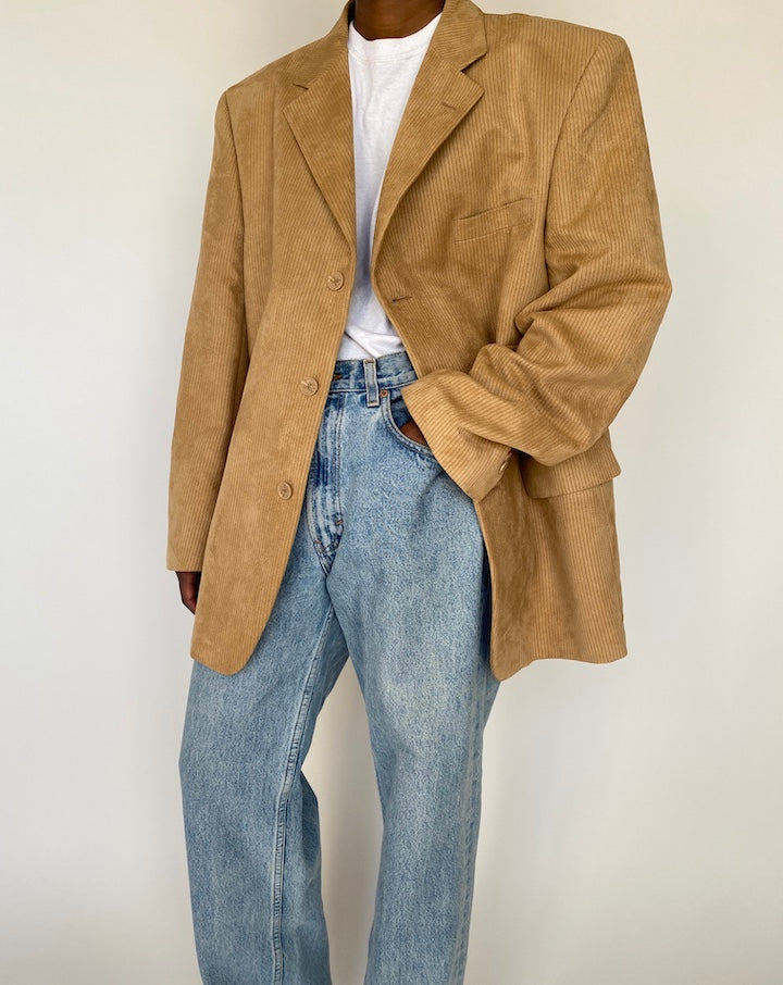 VINTAGE BEIGE PINSTRIPED OVERSIZED BLAZER 4094