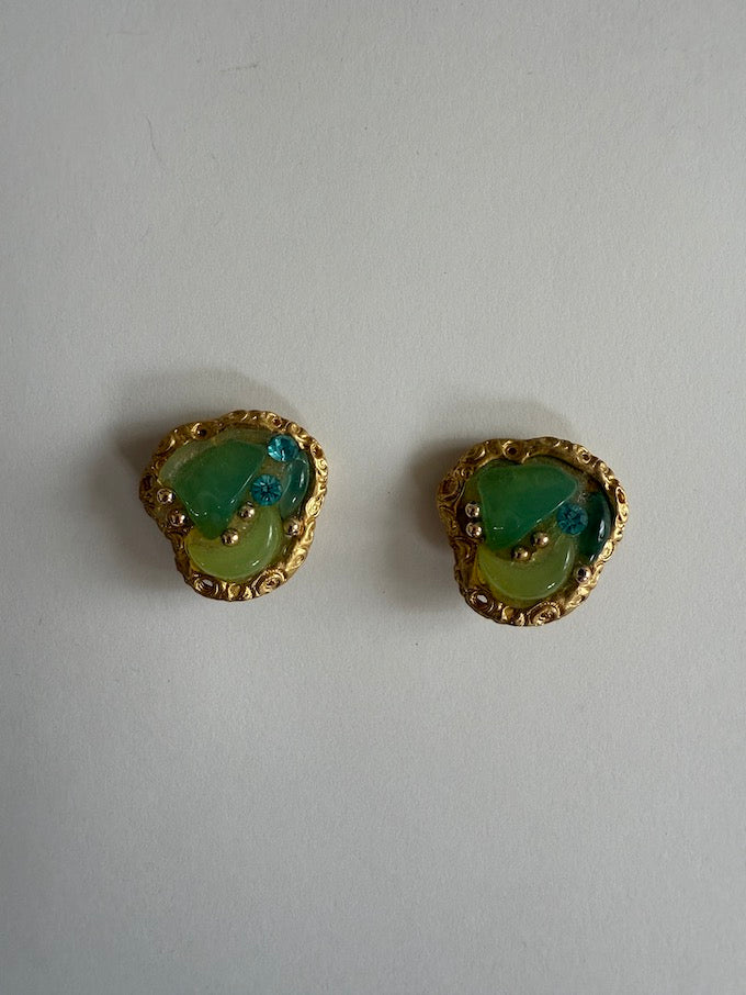 Vintage Clip-On earrings green