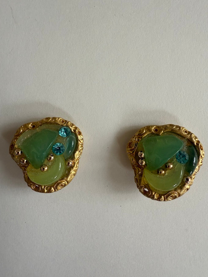 Vintage Clip-On earrings green