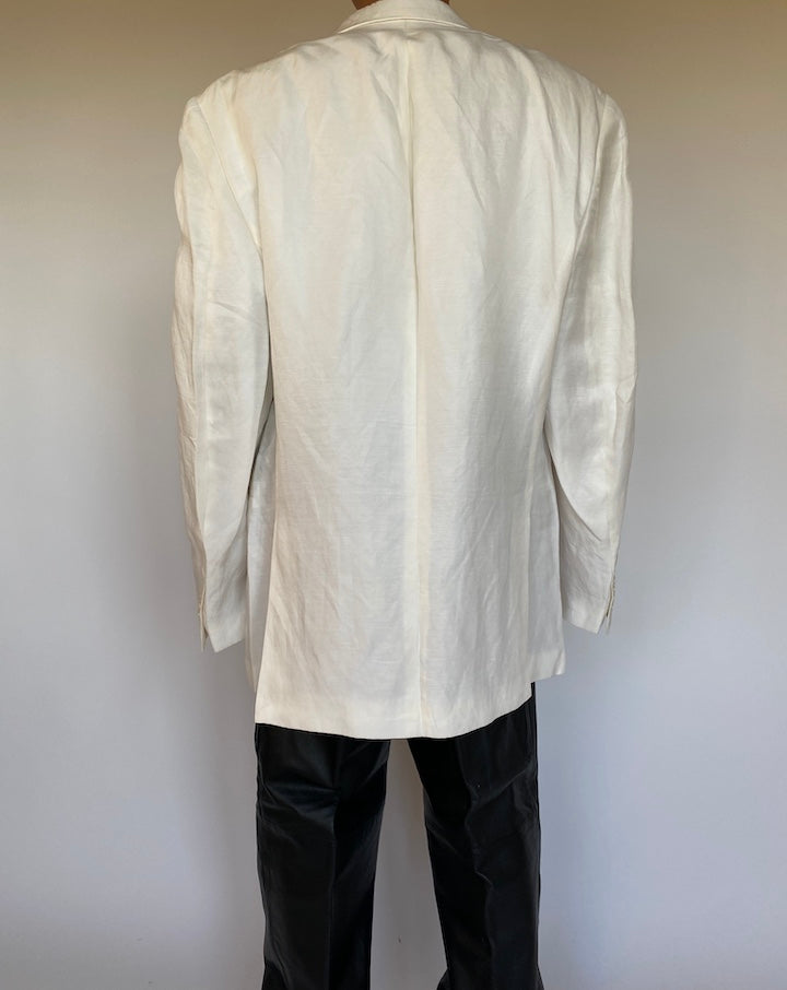 VINTAGE OVERSIZED WHITE LINED BLAZER 786