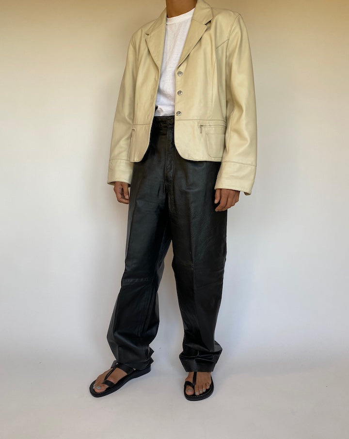 VINTAGE BEIGE LEATHER JACKET 1589