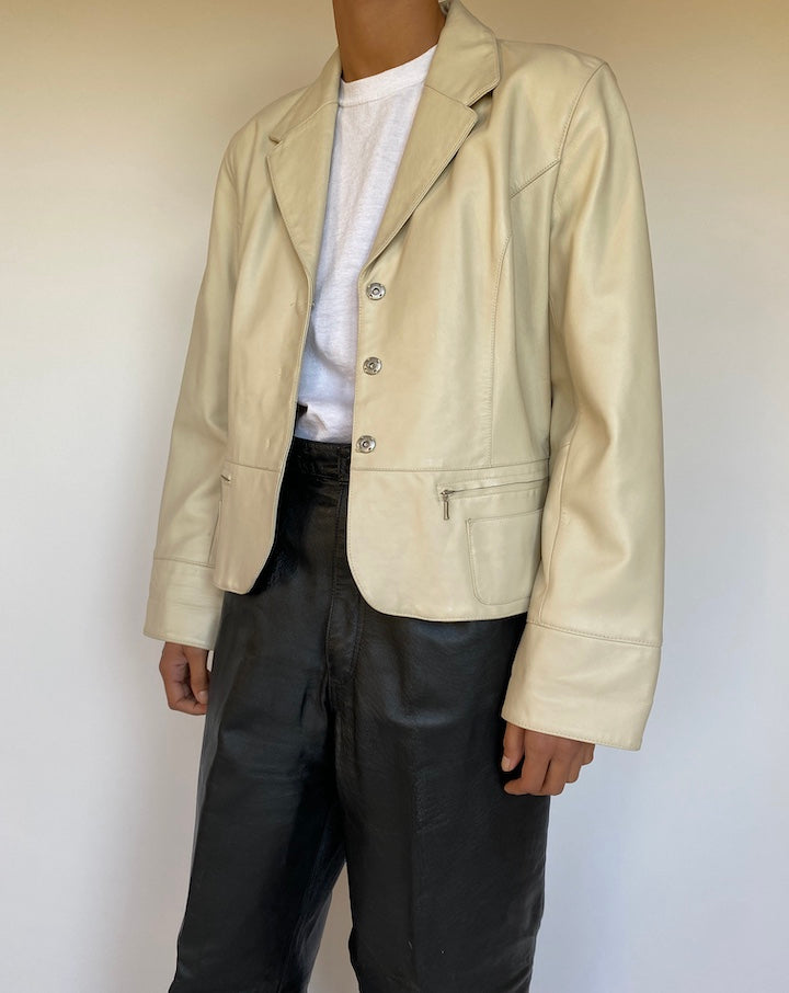 VINTAGE BEIGE LEATHER JACKET 1589