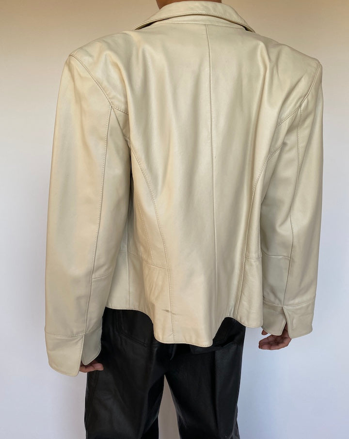 VINTAGE BEIGE LEATHER JACKET 1589